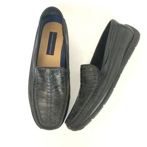 Giorgio Brutini Black Woven Leather Loafers